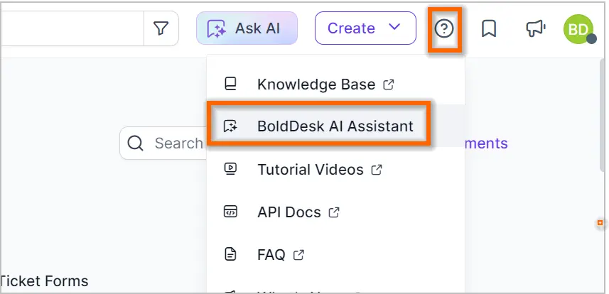 Dropdown menu with