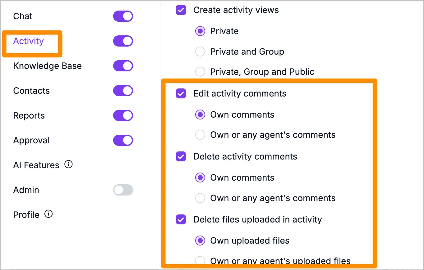 Edit and Delete Activity Permissions