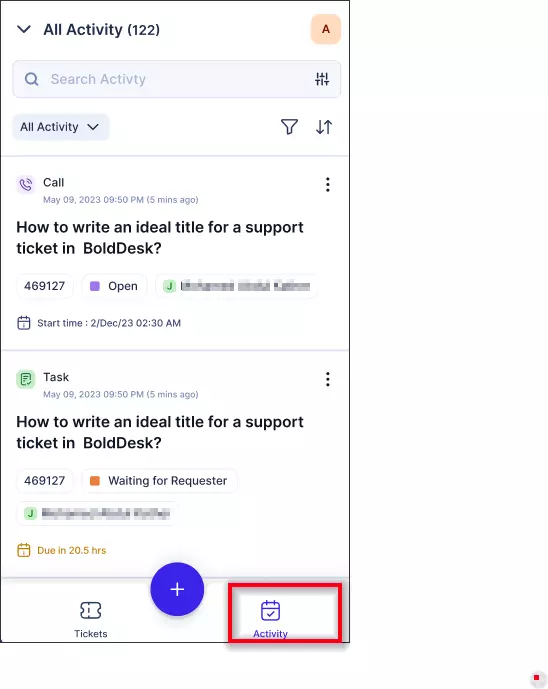BoldDesk mobile app showing