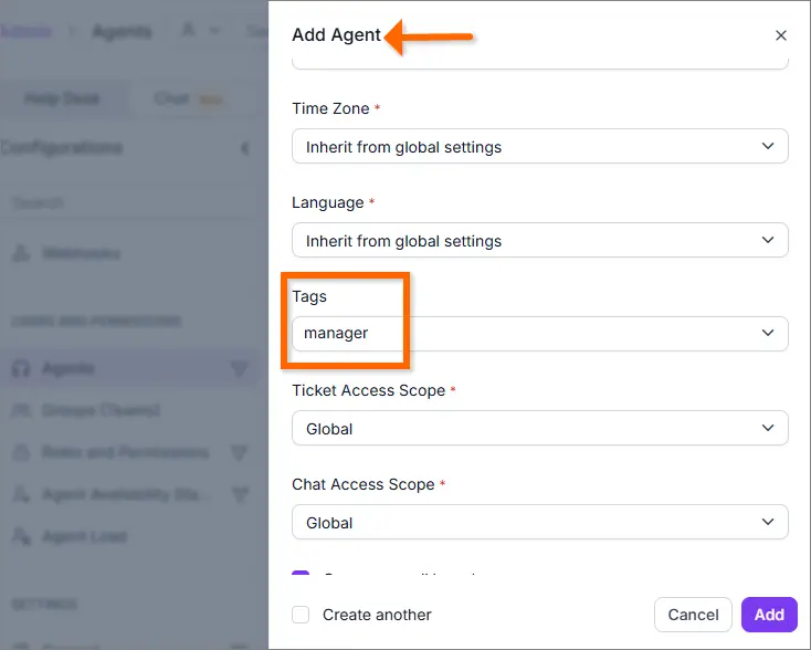 Tagging Support for Agents