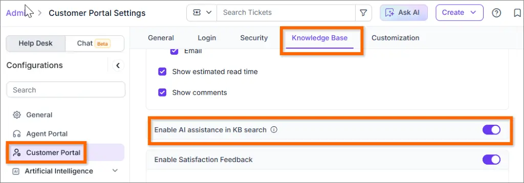 AI-powered Search Feature in the Customer Portal