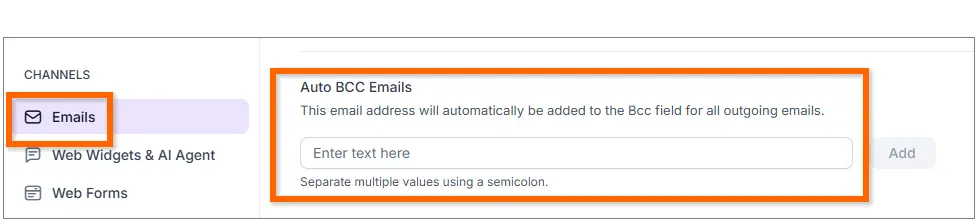 Global BCC Email Support