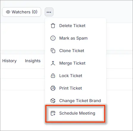 Dropdown list showing Delete, Mark as Spam, Merge Ticket;