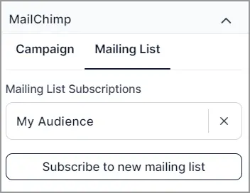 MailChimp UI showing 