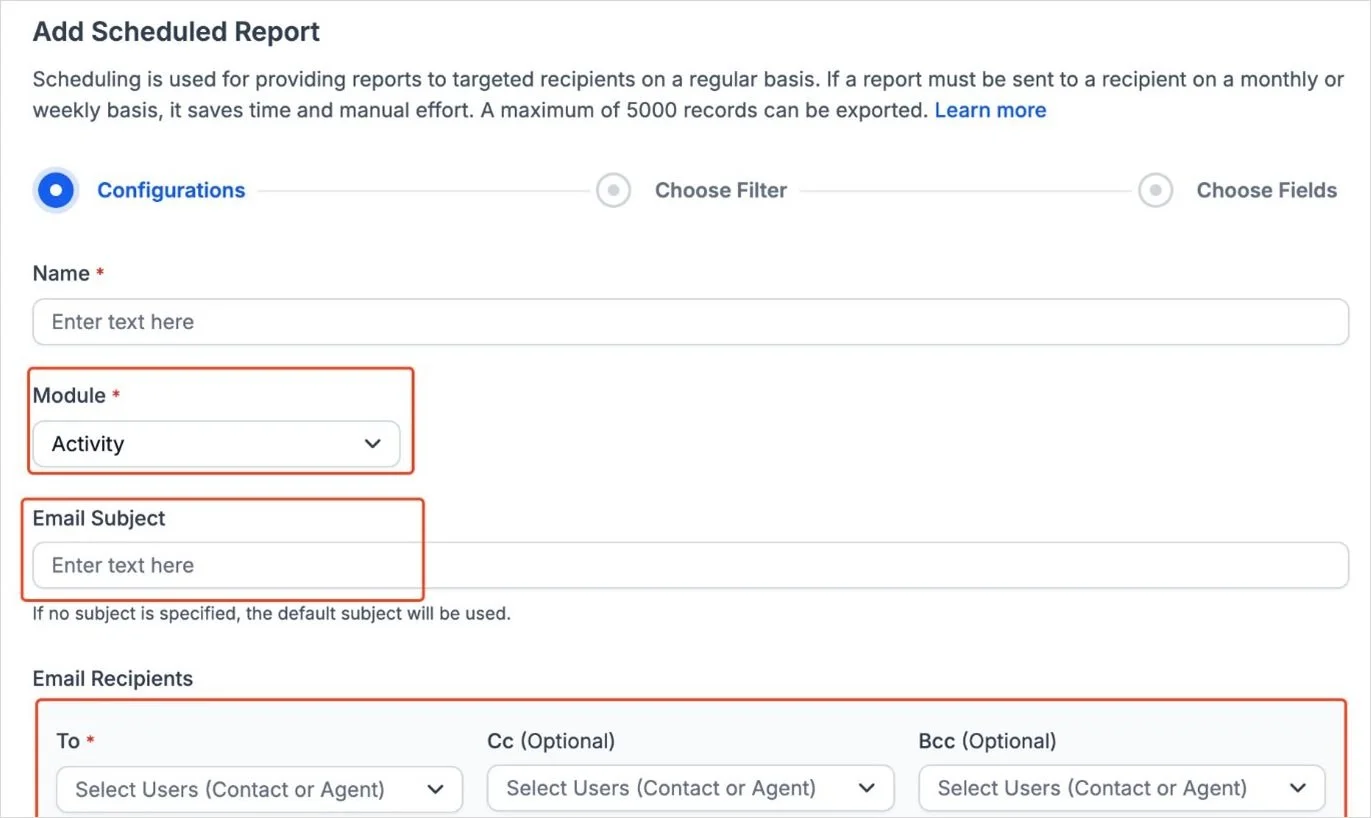 Customize email subjects for scheduled reports