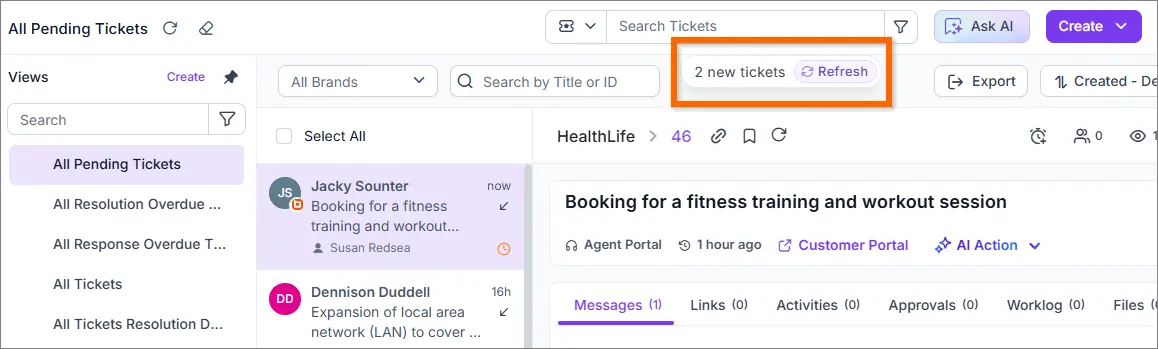 Auto-Refresh Ticket List Feature