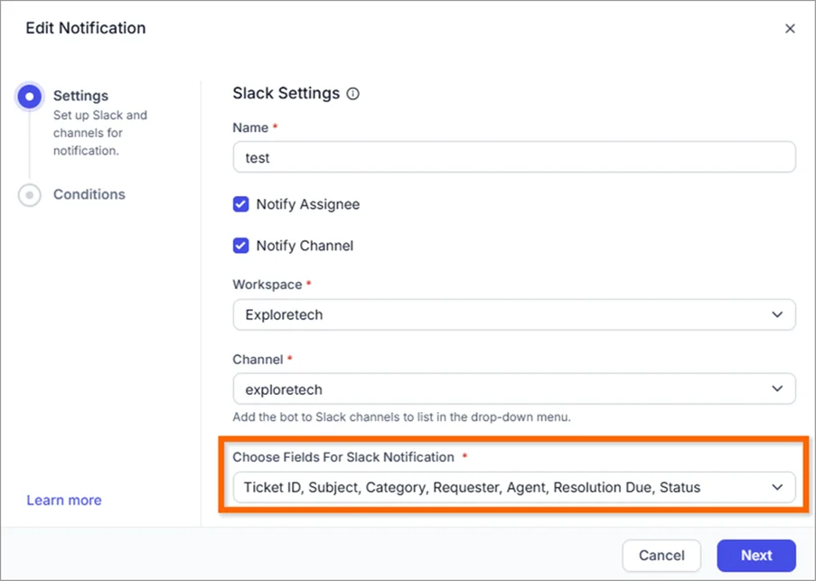 Slack integration: Customizable message cards