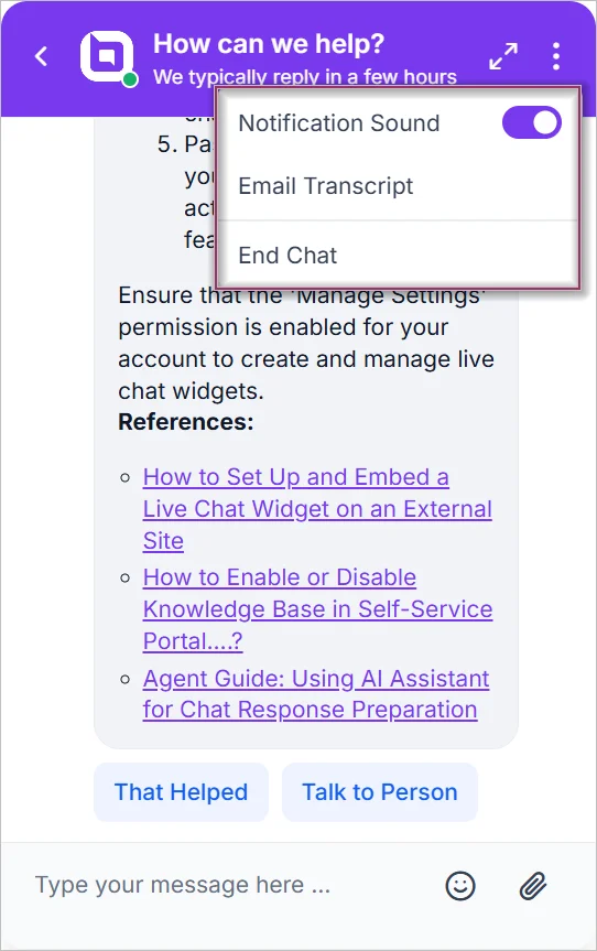 New customization features in live chat