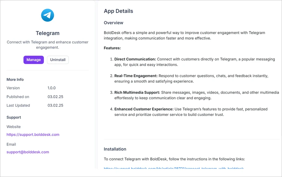 Telegram support