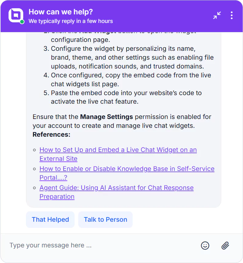 AI Agent Response with Options