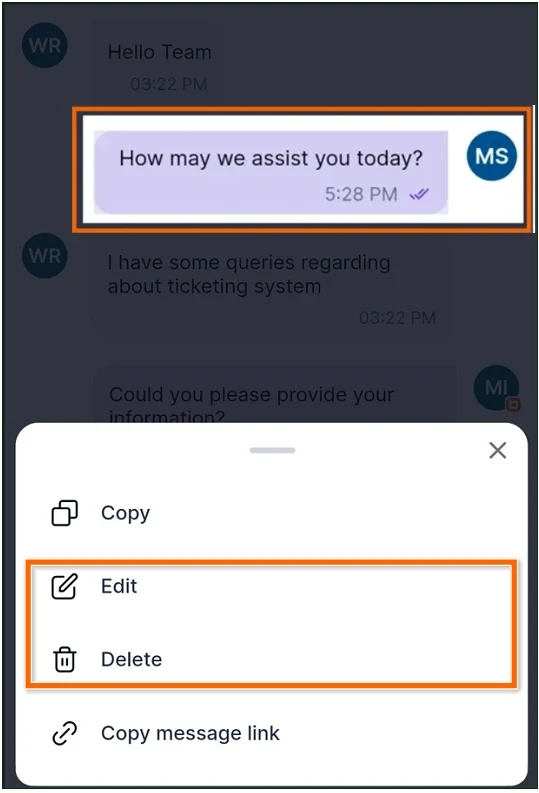 Edit and delete option in Telegram