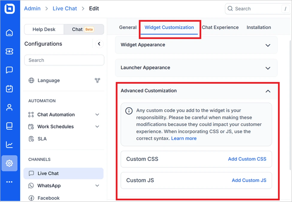 Add custom CSS and JavaScript (JS)