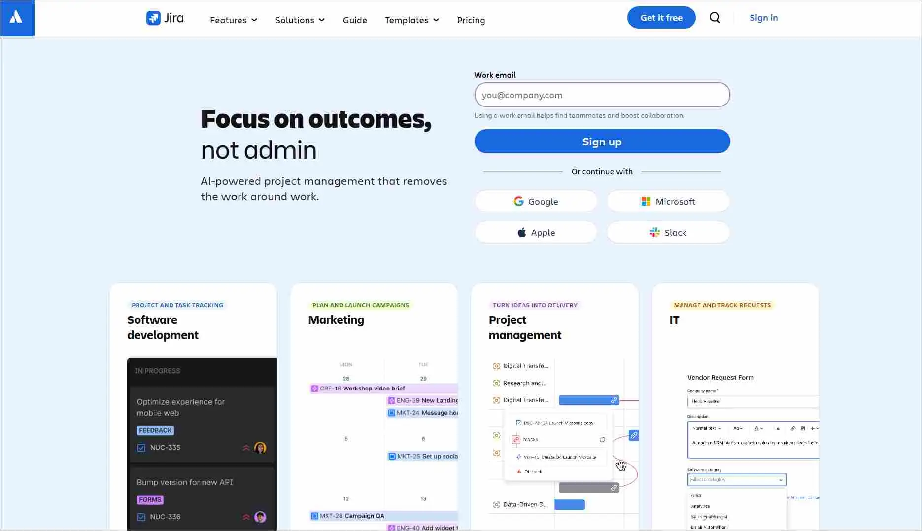 Jira help desk software interface showing project and IT ticket management in a cloud-based service tool.