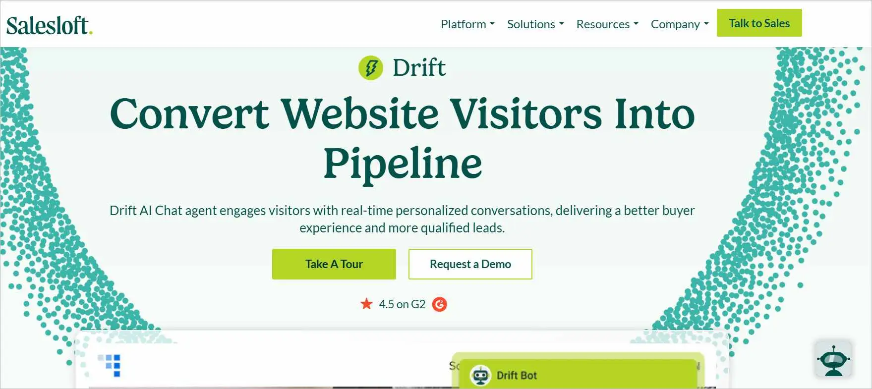 Sales‑oriented chat platform designed to convert website visitors into pipeline through conversational automation.