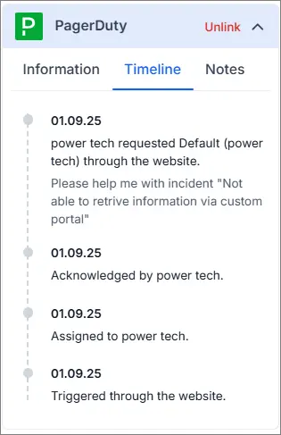 pagerduty timeline