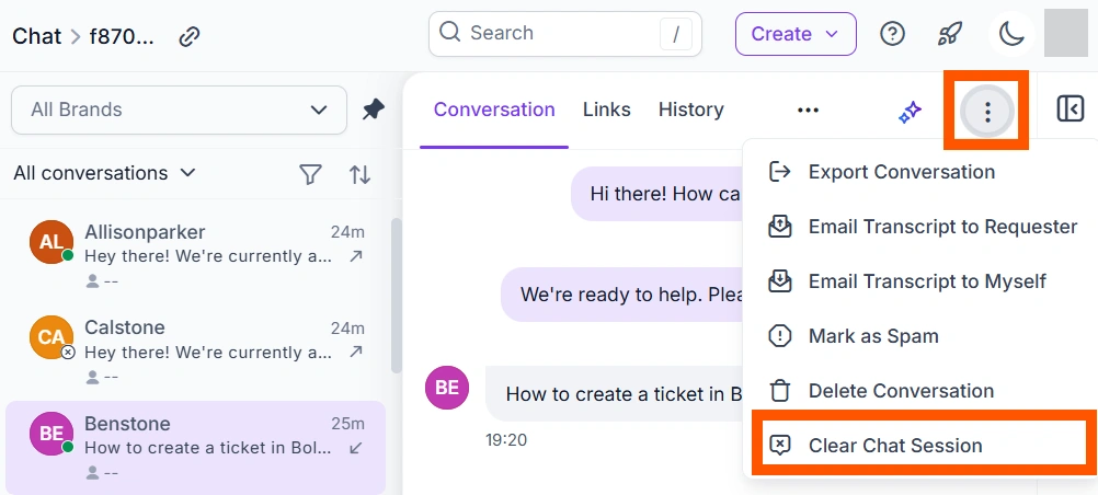 clear chat session