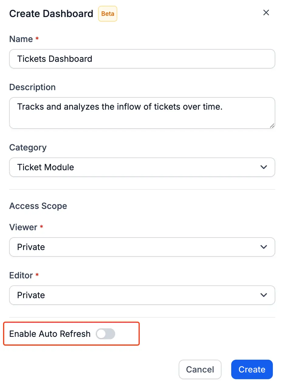 Auto Refresh in Custom Dashboards