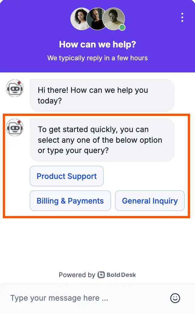 Multiple welcome message Suggestion Option