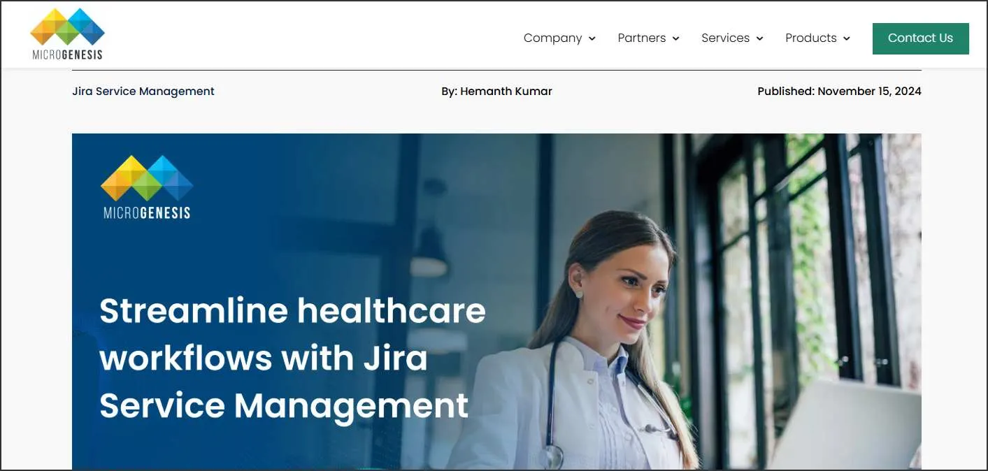 MicroGenesis Jira Service Management for healthcare workflows and compliance focused support ticket management