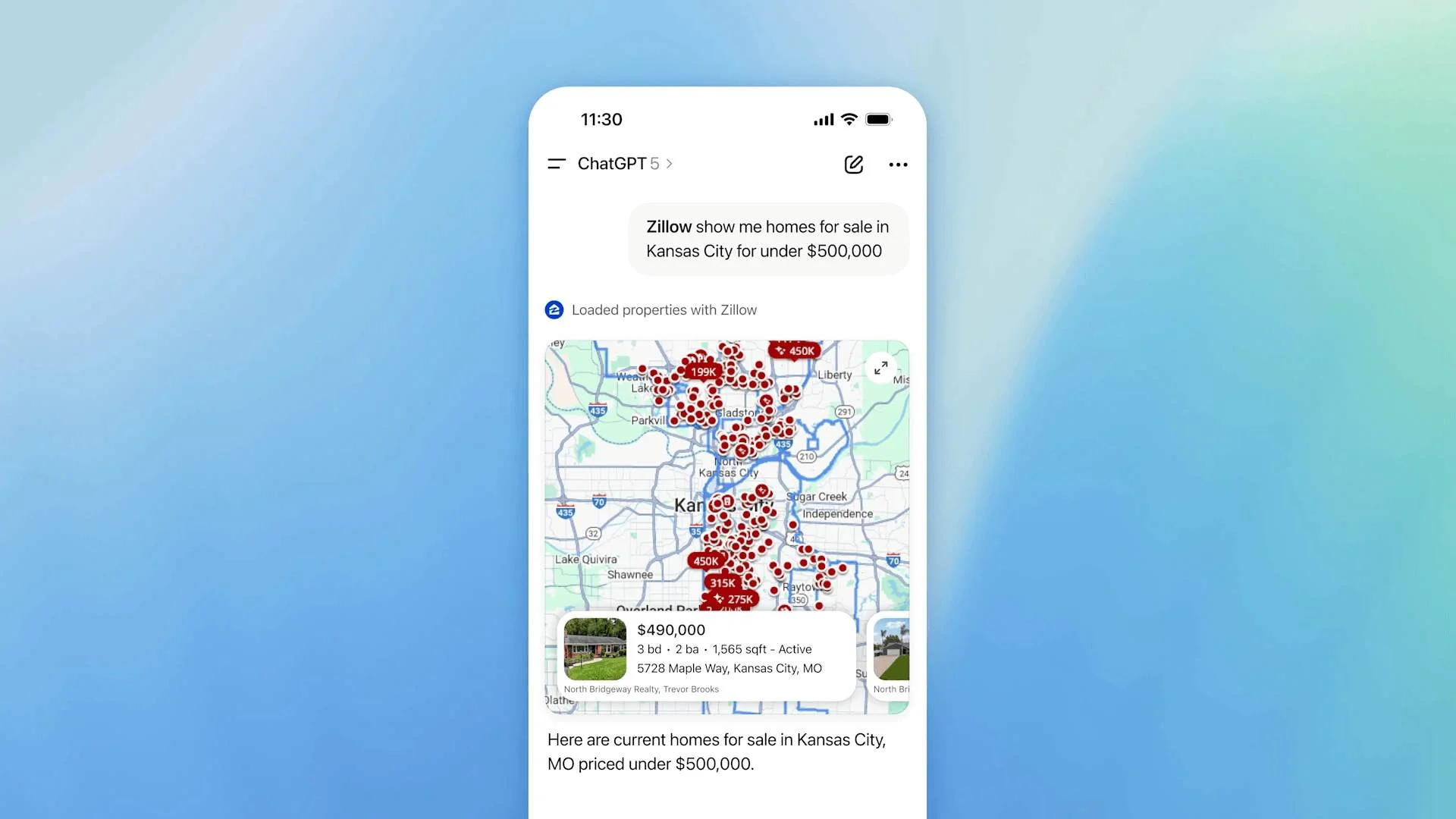 A picture showing ChatGPT Apps SDK- Zillow integration for real estate