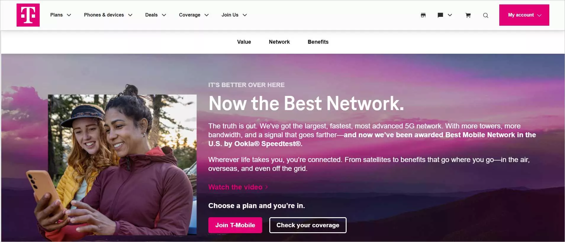 Screenshot image of T-Mobile telecom customer experience