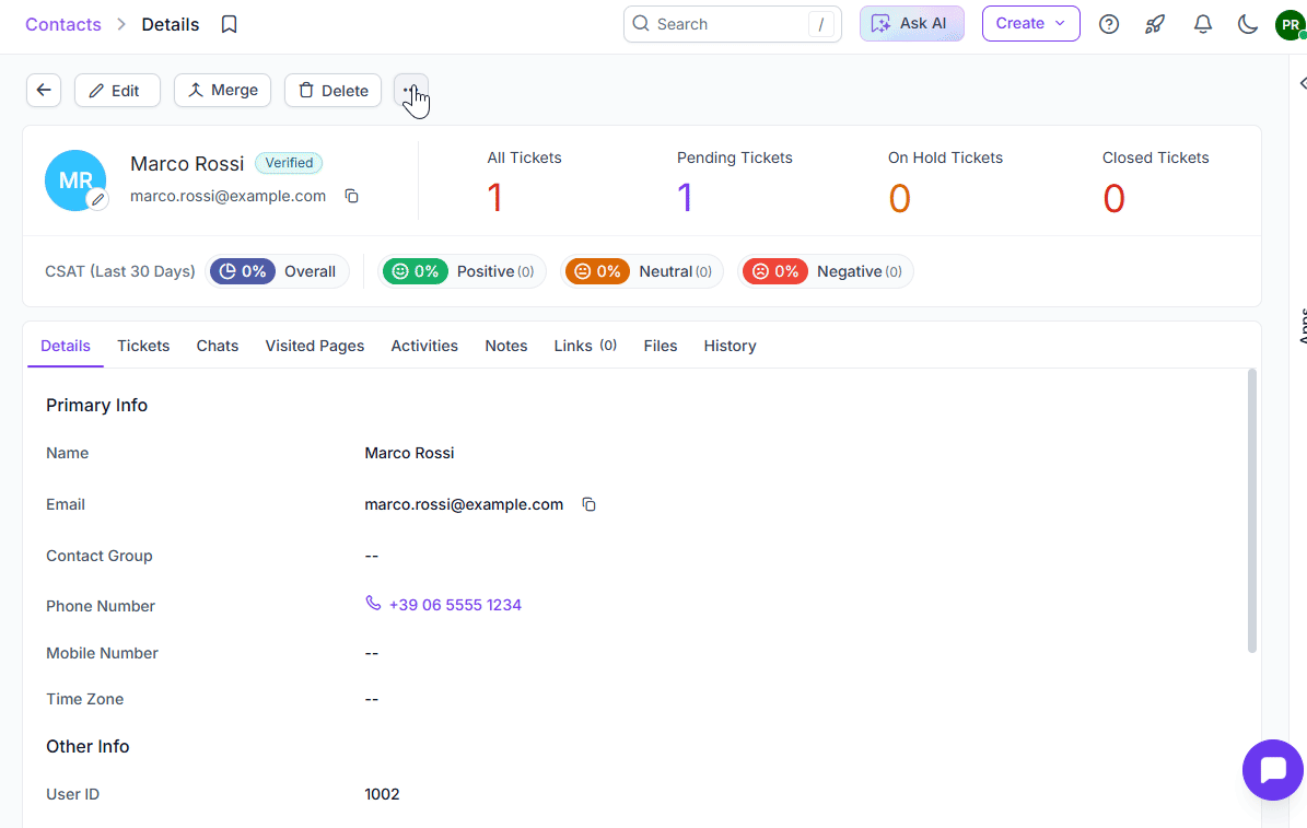 Block Domain option in the Block Contact window