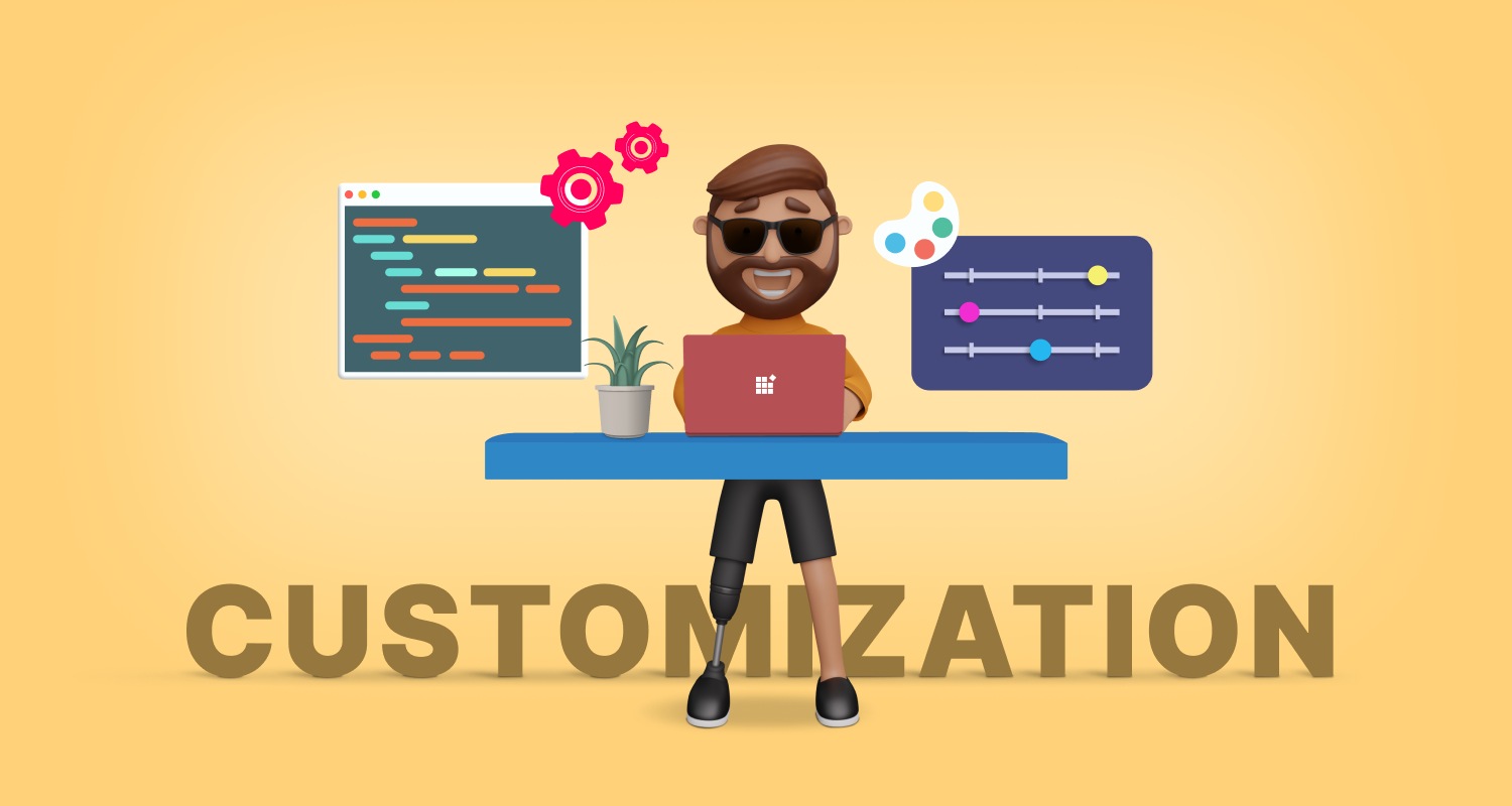 Help desk software customization dashboard with support agent, workflow settings, coding tools, and automation controls