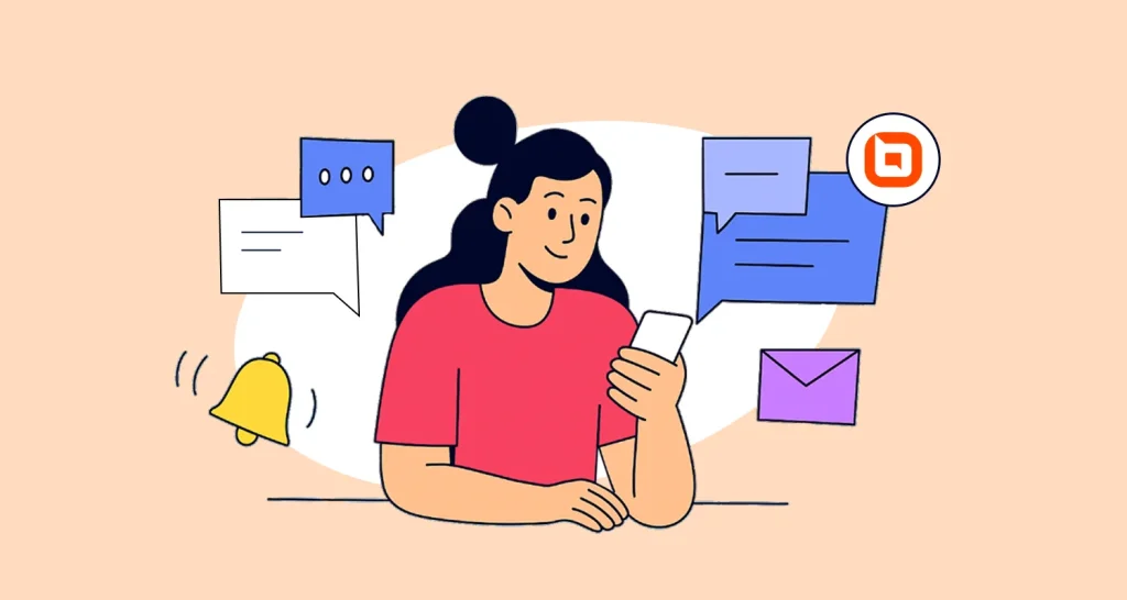 SMS customer service user receiving support notifications and messages on a mobile device