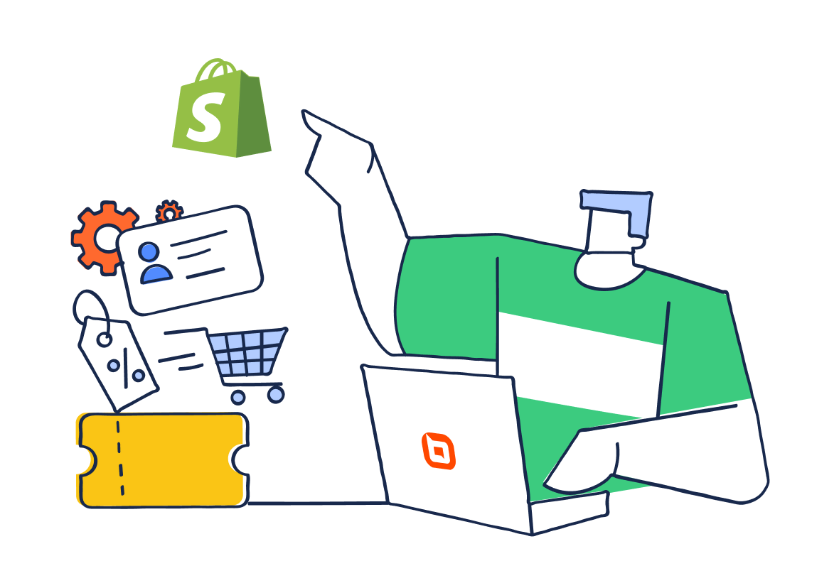 Support agent using BoldDesk with Shopify data, showing Shopify help desk integration for orders and customers.