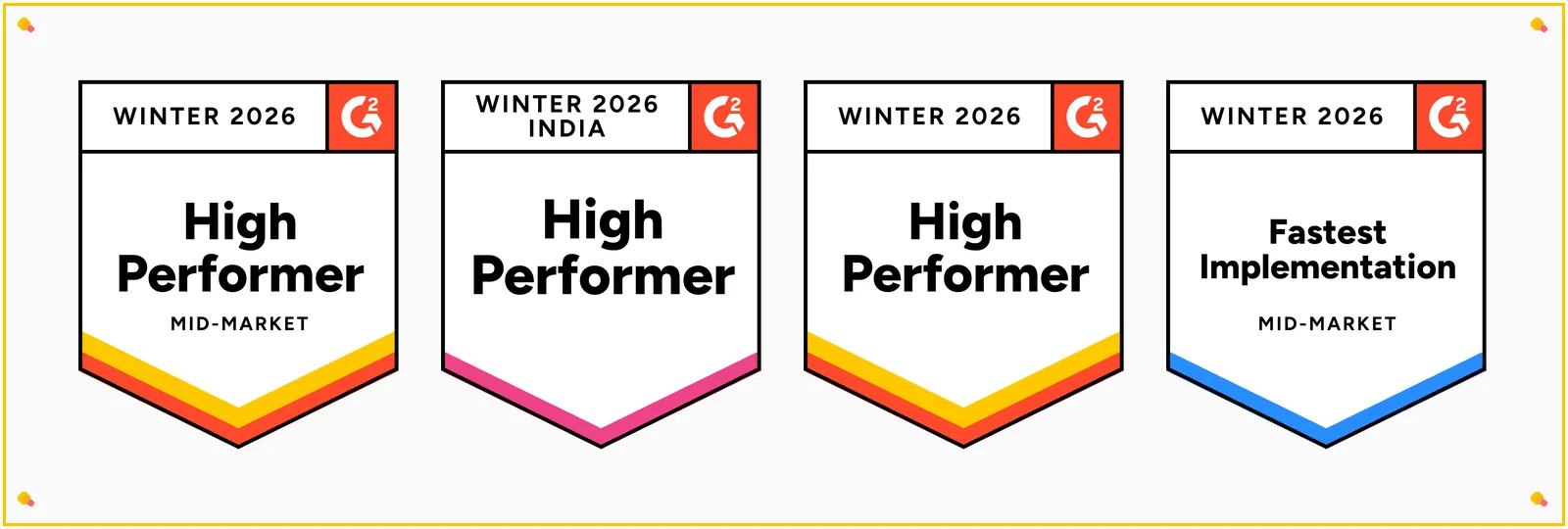Four G2 Winter 2026 badges for BoldDesk’s High Performer and Fastest Implementation wins in shared inbox software