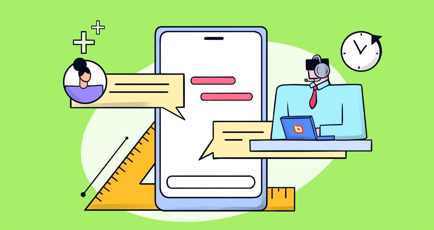 A banner image showing live chat illustrations on mobile.