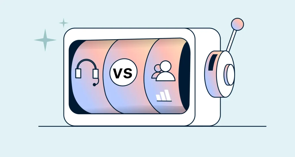 Banner image illustrating a comparison between help desk vs CRM tools