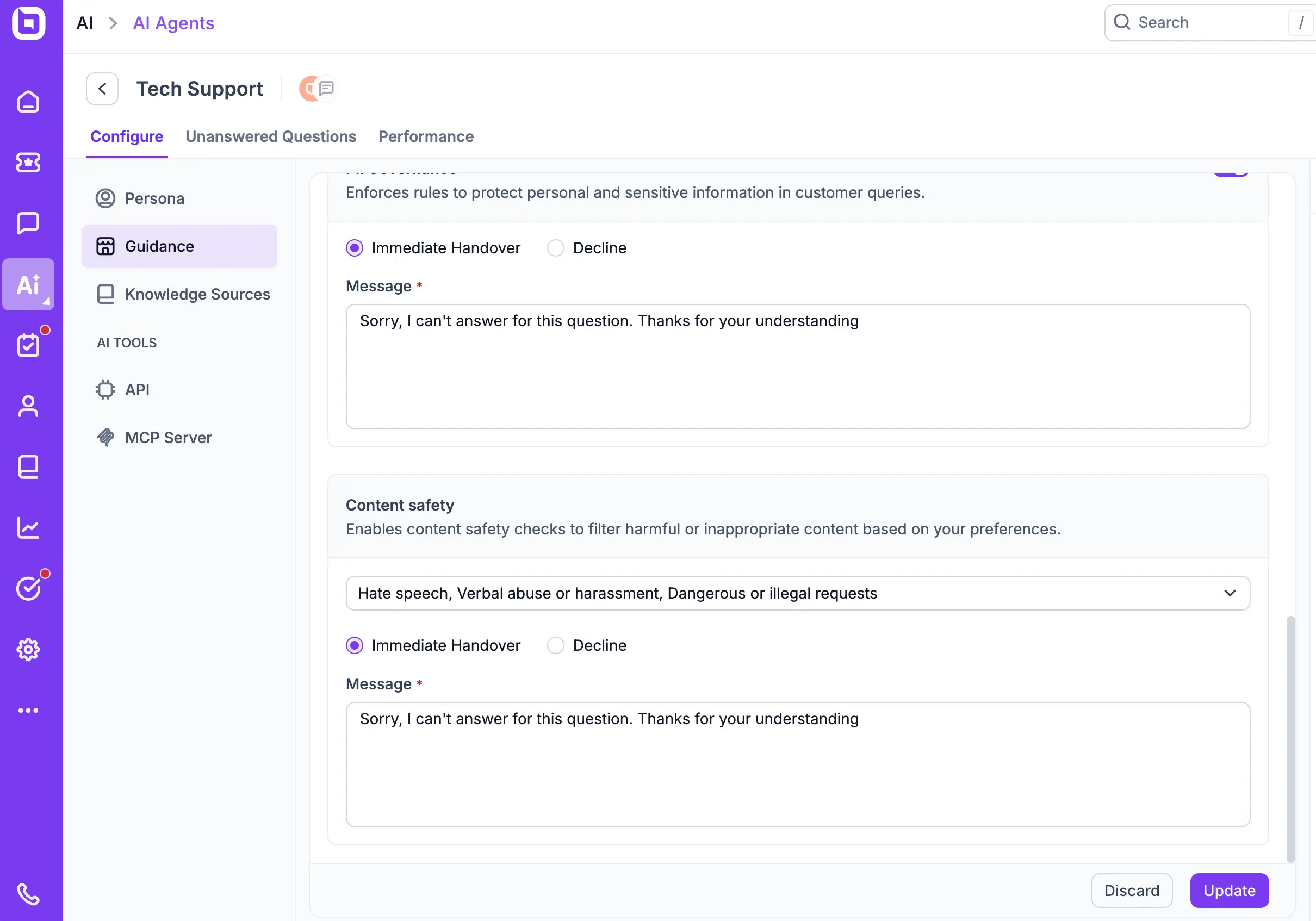 Advanced AI safety and compliance controls