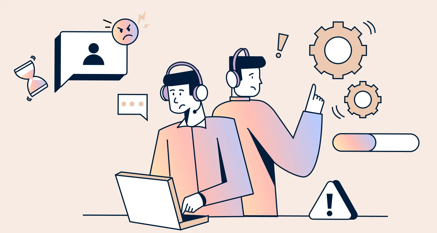A banner graphic visualizing the contrast between fast initial replies and slow issue resolution, the fast replies, slow fixes problem.