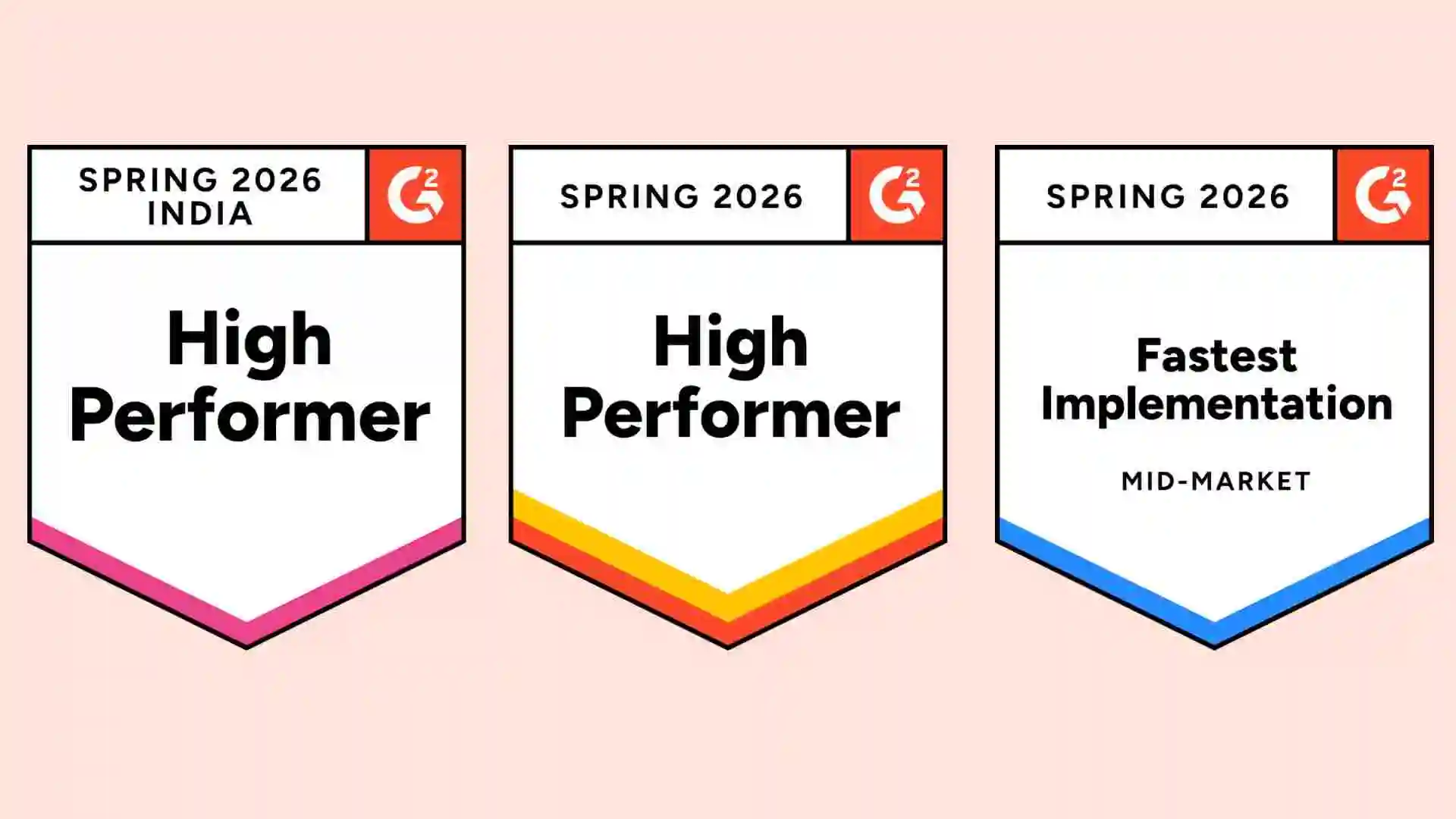 An image showing BoldDesk G2 awards for Shared Inbox software, including High Performer and Fastest Implementation.