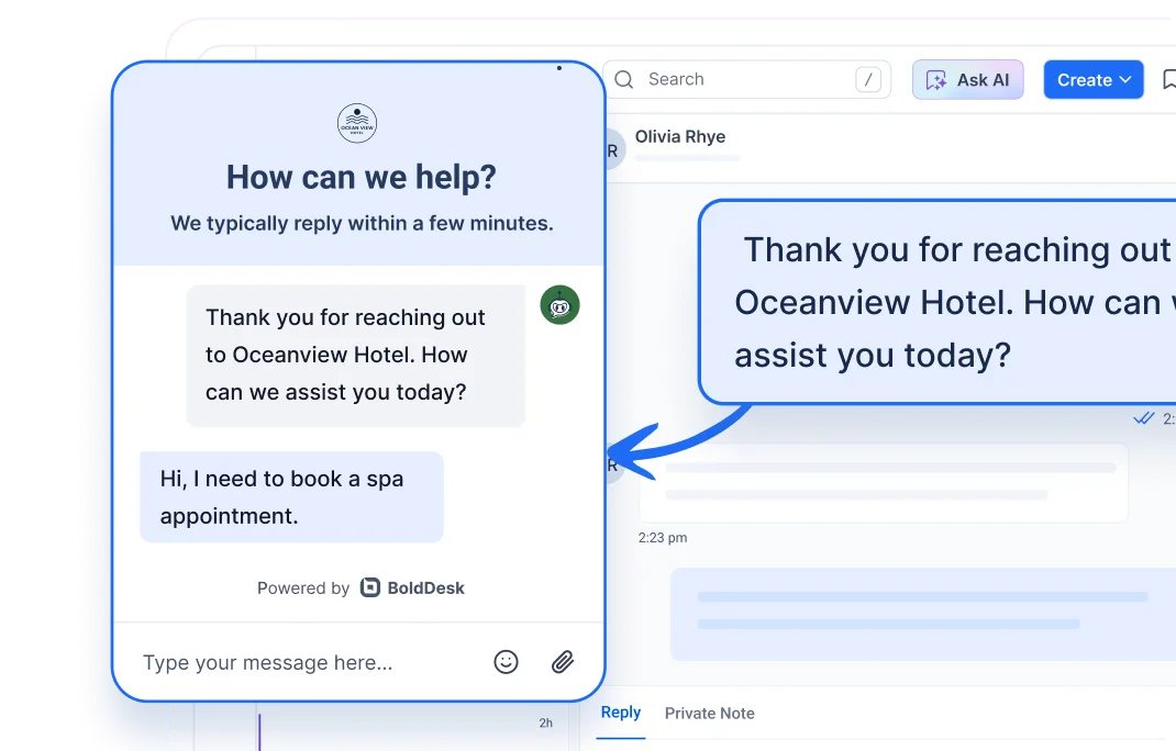 Live chat widget enabling customers to start conversations with support agents.