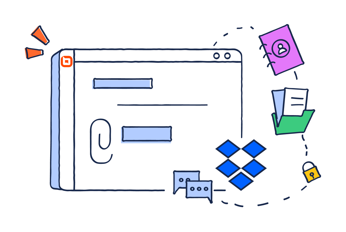 Attach Dropbox files to support tickets and customer requests.