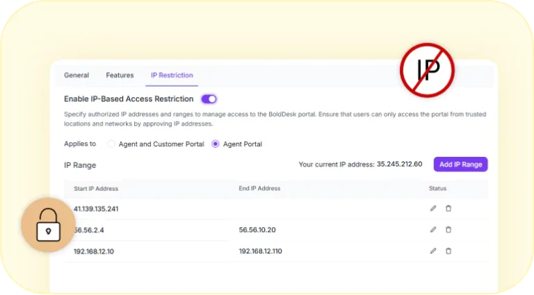 IP-based access restriction settings for secure portal access.