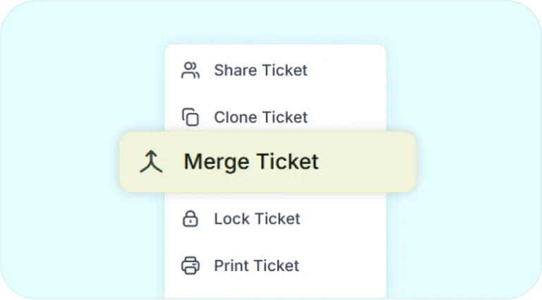 Merge ticket option for managing duplicate support tickets.