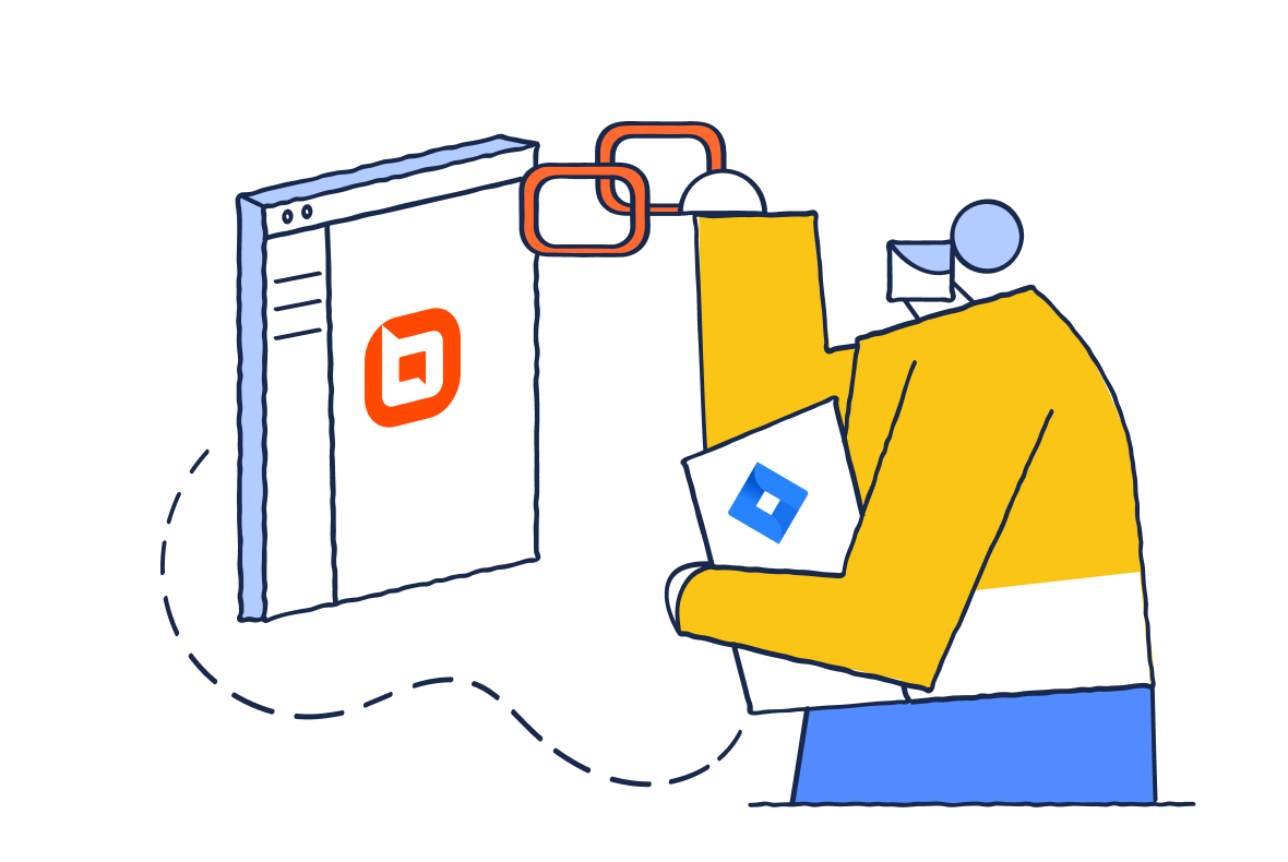 Jira issue linking feature connecting support tickets with development tasks.