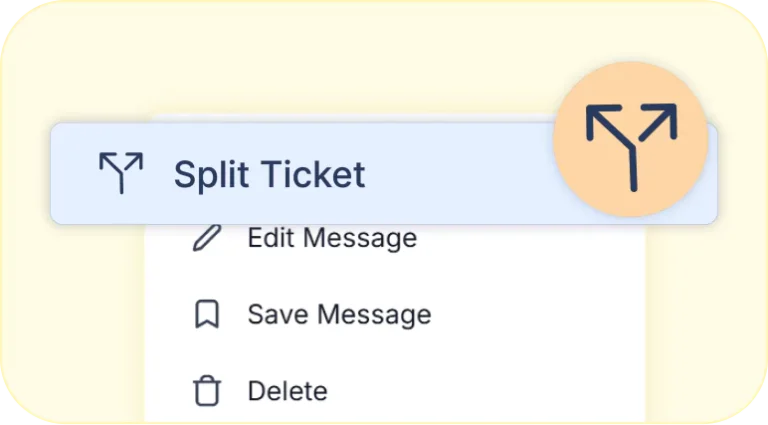 Split ticket option for creating separate tickets from a customer reply.