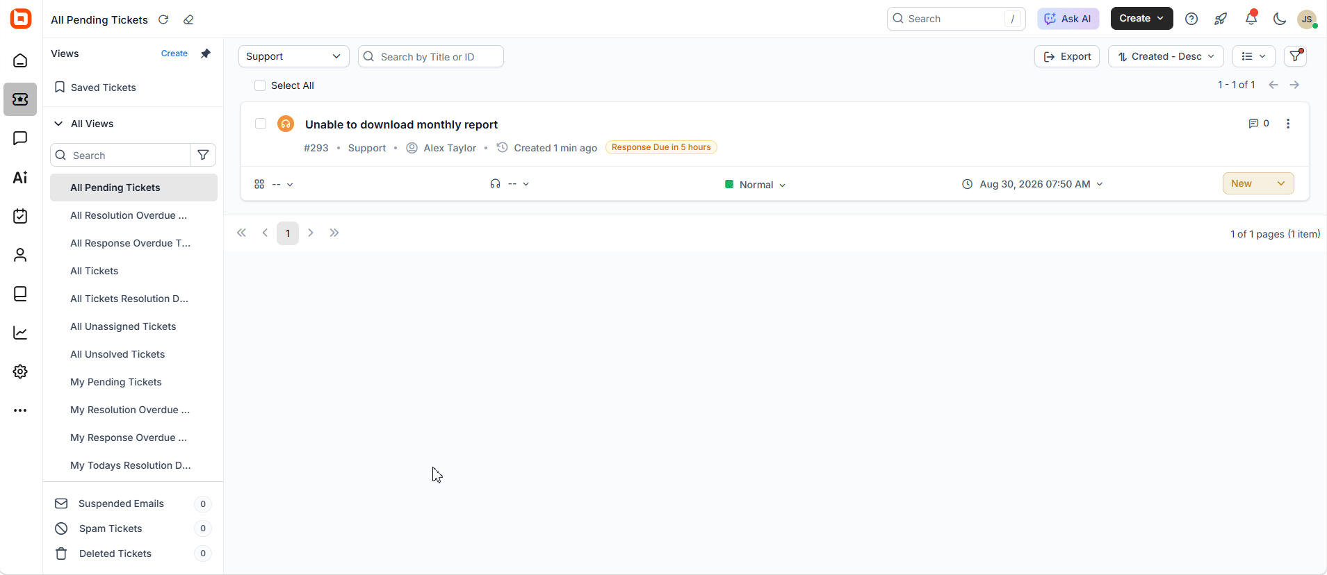 Background Agents work silently behind the scenes. Rather than drafting messages, they analyze ticket content and generate insights that feed your AI-powered workflows — enriching a ticket with analysis the moment it qualifies, without any visible reply. - Analyze ticket content as tickets are created or updated - Generate insights that support downstream AI workflows - Operate independently of agent-facing and customer-facing replies - Assigned automatically through the same event- and condition-based rules Background Agents let you layer intelligent analysis onto tickets without adding noise to the conversation, powering automation that runs quietly in the background.