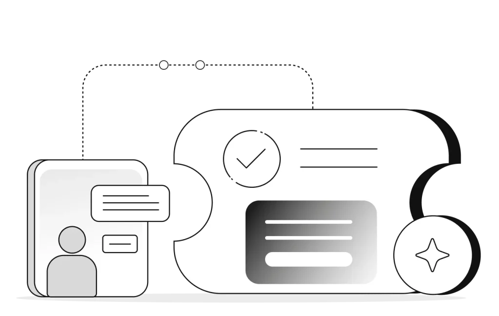 Help desk software workflow from customer request to ticket resolution.