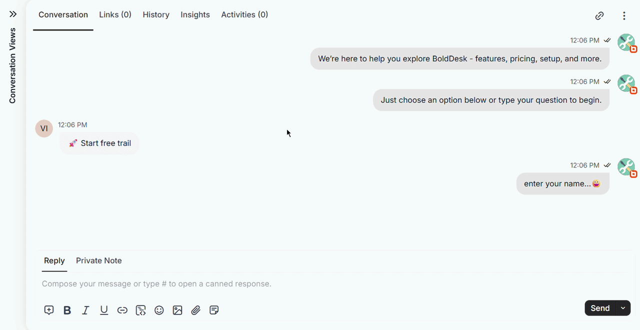 Customer typing preview displaying real-time visitor input in a live support conversation